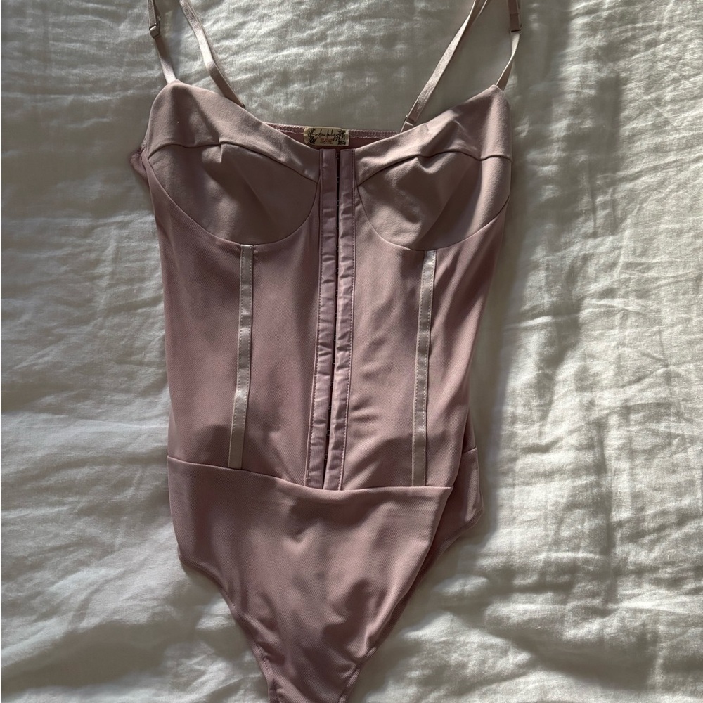Free People Light Pink Corset Bodysuit